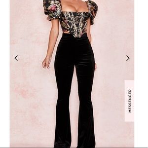 BLACK VELVET HIGH WAIST TROUSERS